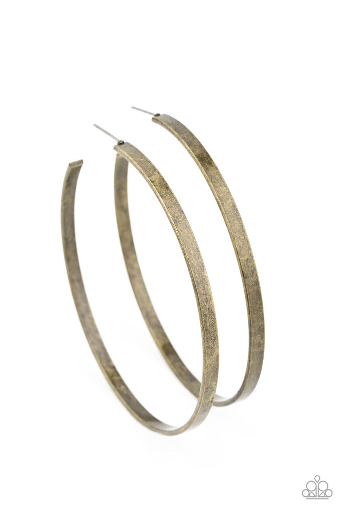 Lean Into The Curves - Brass Earring-Paparazzi