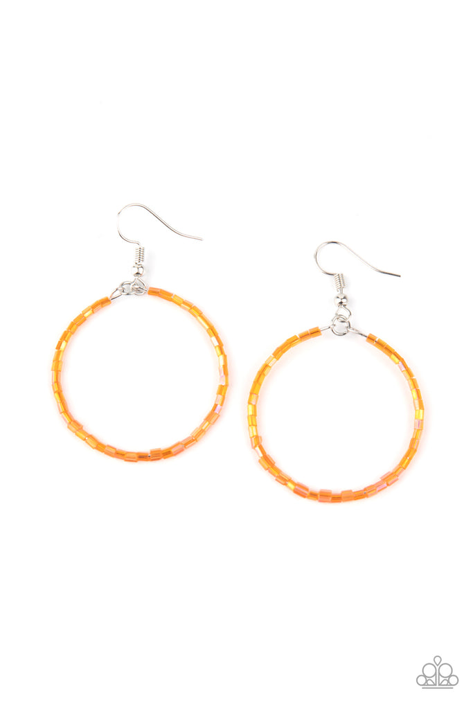 Colorfully Curvy - Orange Earring-Paparazzi