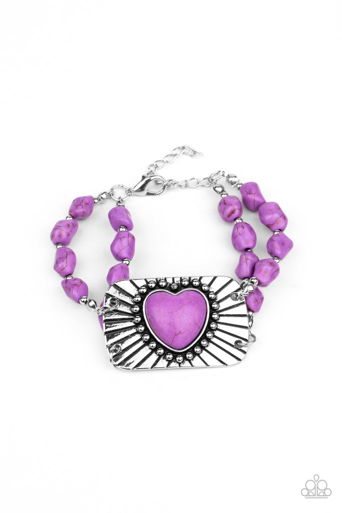 Sandstone Sweetheart - Purple Stone Bracelet-Paparazzi - The Sassy Sparkle