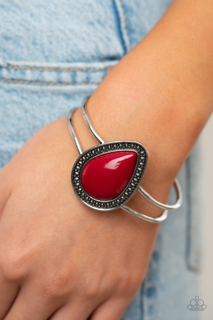 Over The Top Pop - Red-Paparazzi Bracelet-Hinged - The Sassy Sparkle