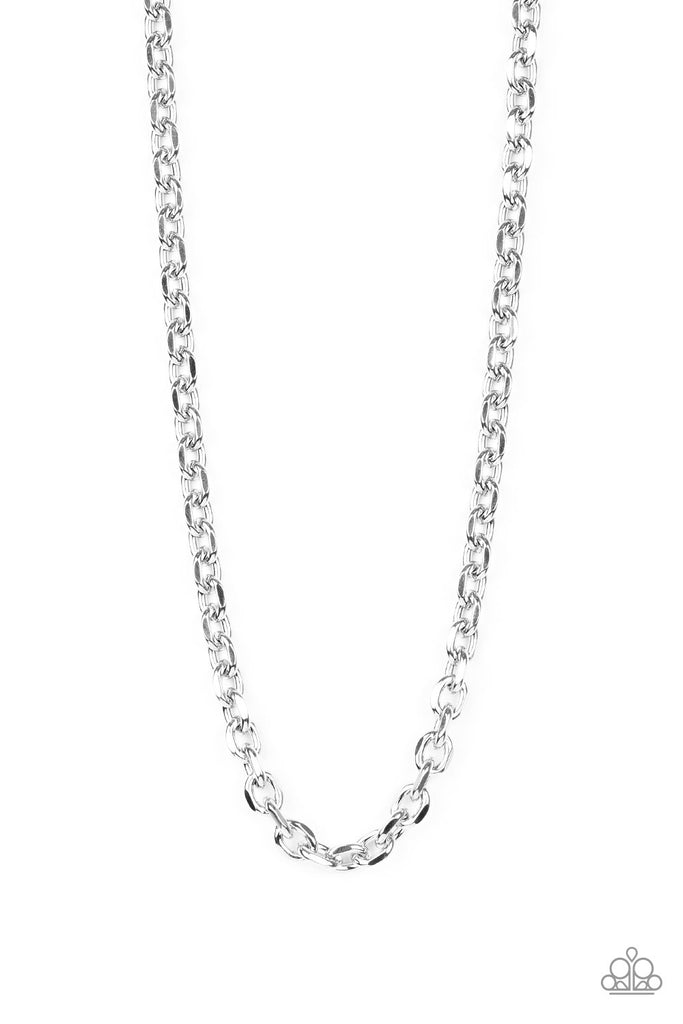 Featuring faceted edges, oversized silver oval links connect across the chest for a bold chain look. Features an adjustable clasp closure.  Sold as one individual necklace.
