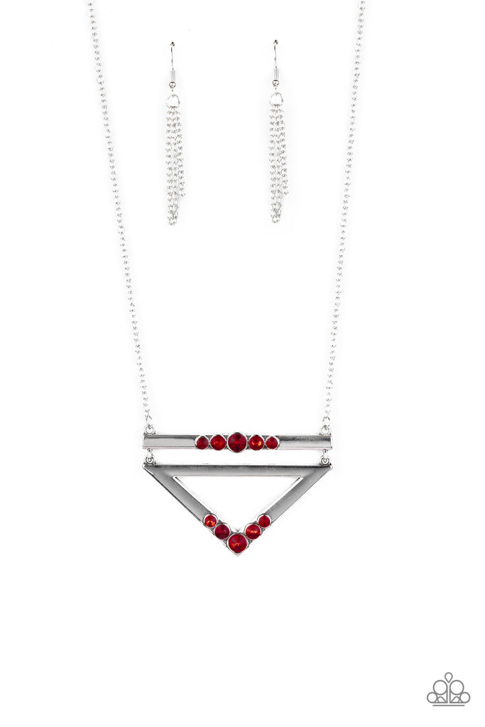 Triangulated Twinkle - Red-Paparazzi Necklace - The Sassy Sparkle