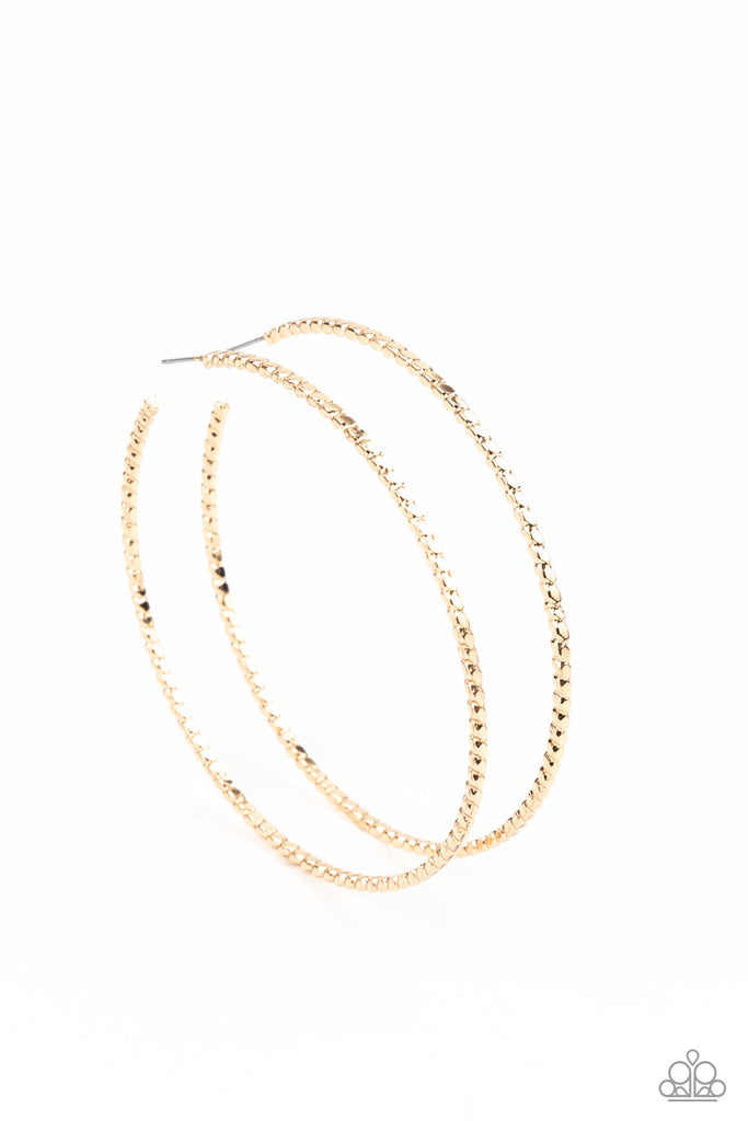 Pump Up The Volume - Gold Post Hoop Earring-Paparazzi
