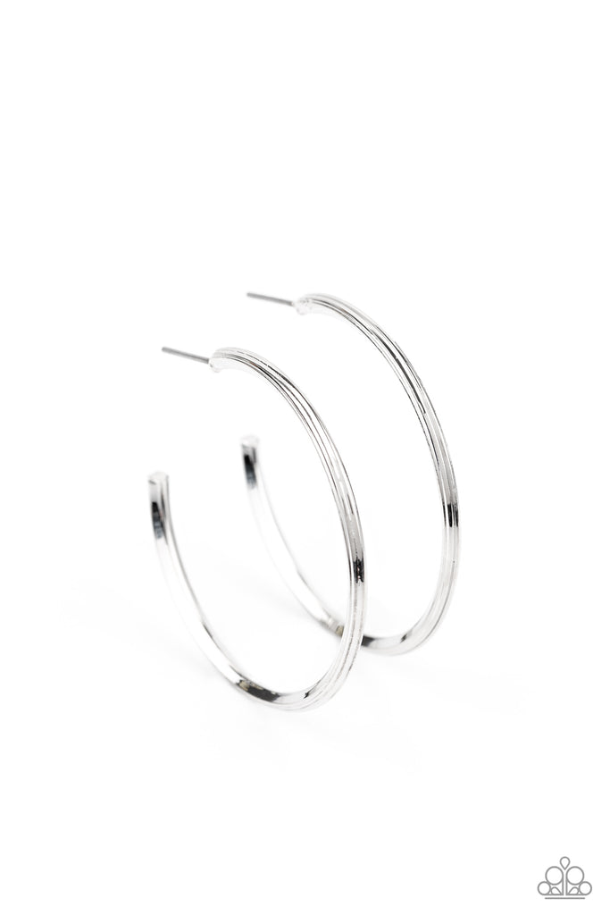 Chic As Can Be - Silver Hoop Post Earring-Paparazzi