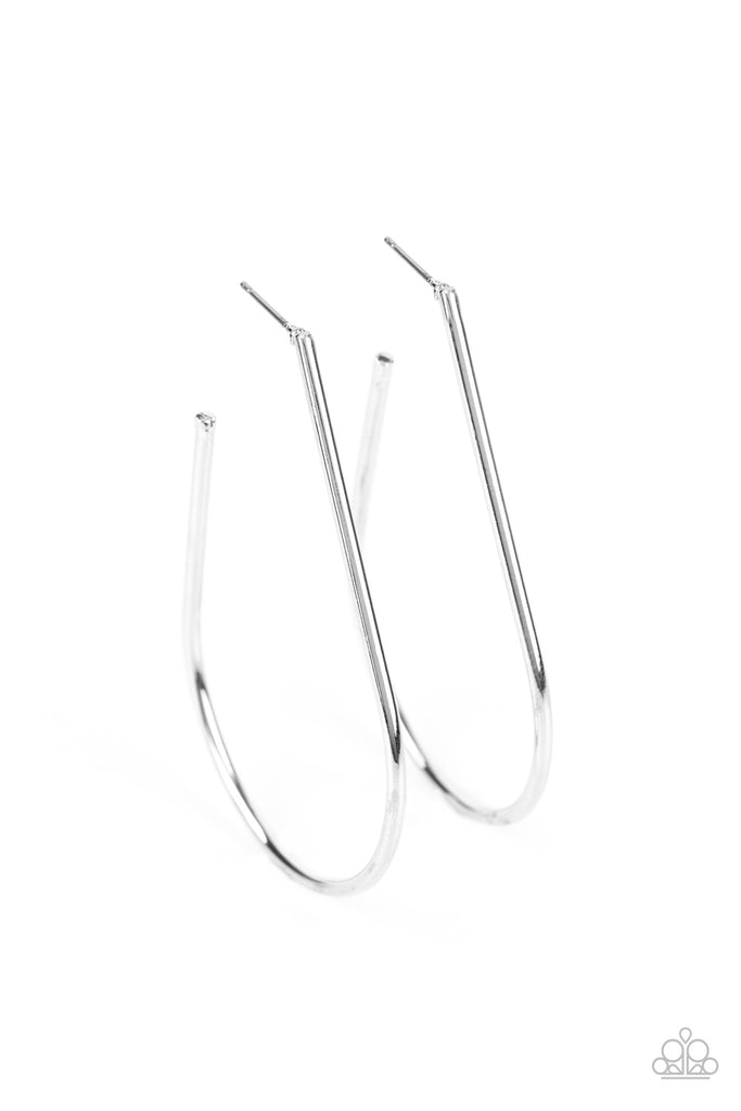 City Curves - Silver Post Hoop Earring-Paparazzi