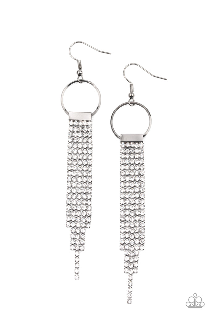 Tapered Twinkle - White Earring-Paparazzi