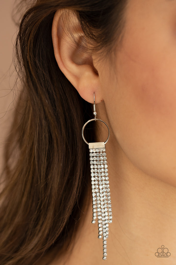 Tapered Twinkle - White Earring-Paparazzi - The Sassy Sparkle