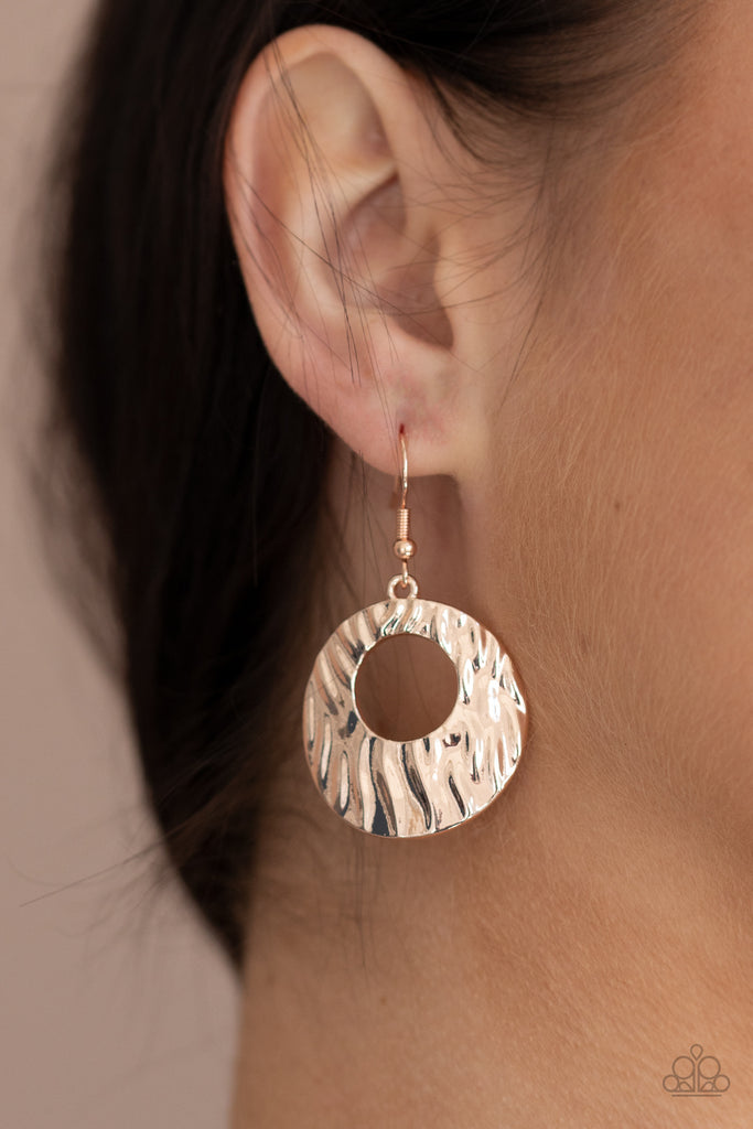 Warped Perceptions - Rose Gold Earrings-Paparazzi - The Sassy Sparkle
