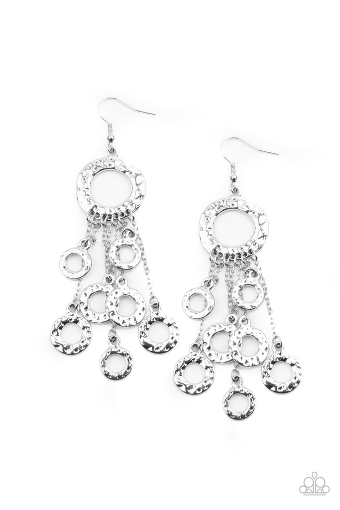 Right Under Your NOISE - Silver Earring-Paparazzi - The Sassy Sparkle