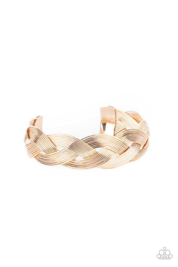 Woven Wonder - Gold Bracelet-Paparazzi