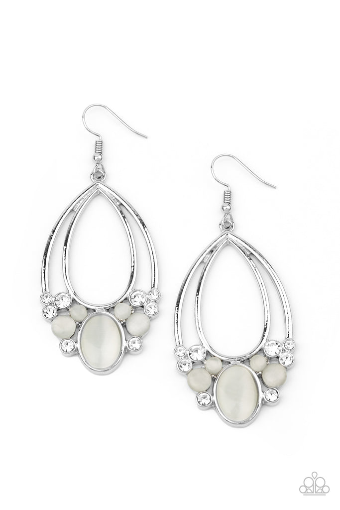 Look Into My Crystal Ball - White Earring-Moonstone-Paparazzi - The Sassy Sparkle