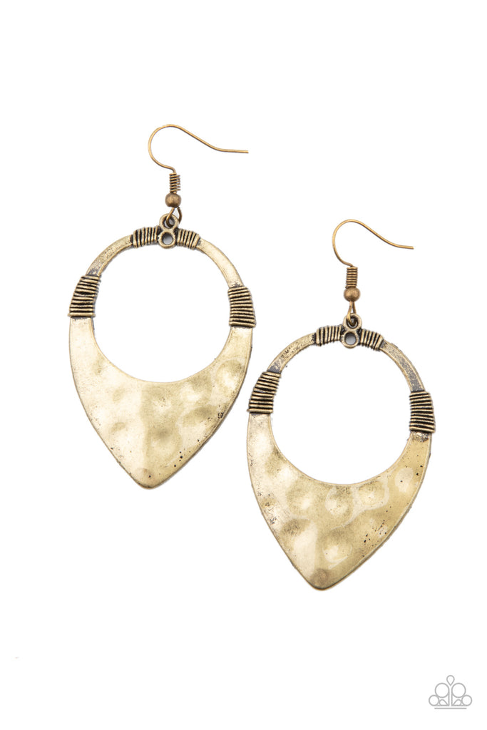 Instinctively Industrial - Brass Earring-Paparazzi - The Sassy Sparkle