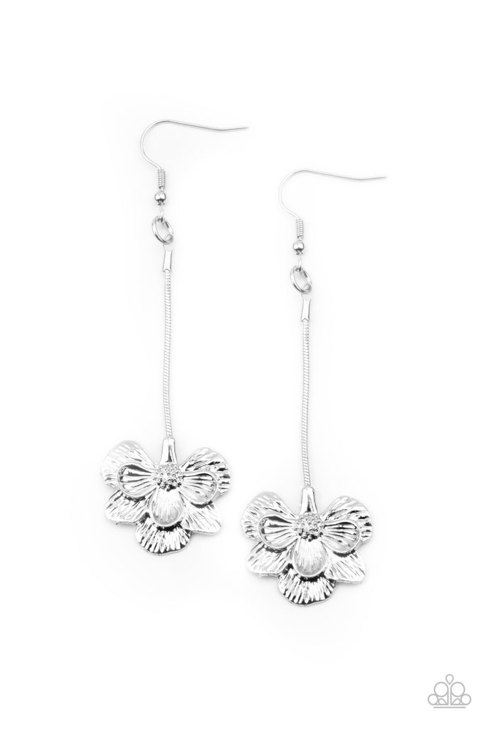 Opulently Orchid - Silver Earring-Paparazzi - The Sassy Sparkle