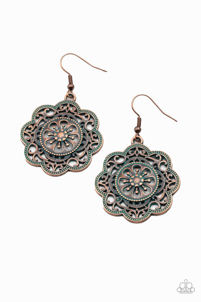 Western Mandalas - Vintage Copper Earring-Paparazzi