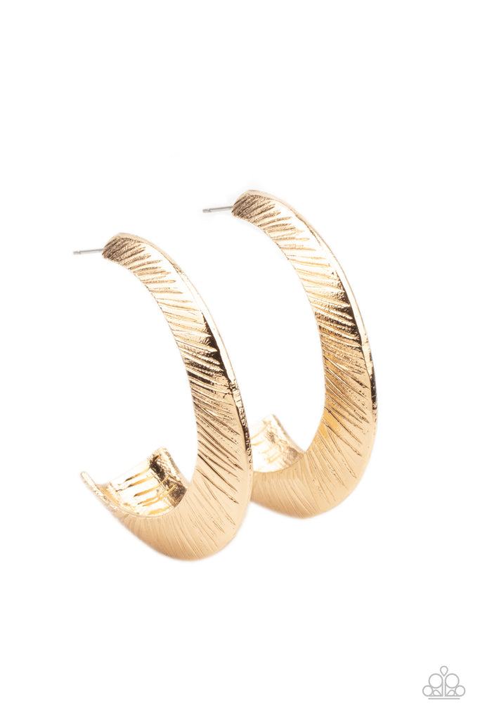 I Double FLARE You - Gold Hoop Post Earring-Paparazzi