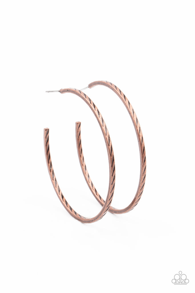 Rural Reserve - Copper Hoop Earring-Paparazzi - The Sassy Sparkle