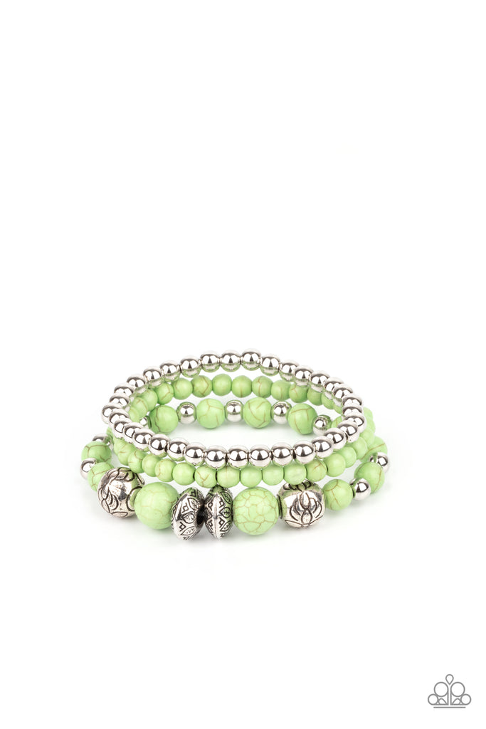 Desert Blossom - Green Stone Bracelet-Paparazzi - The Sassy Sparkle