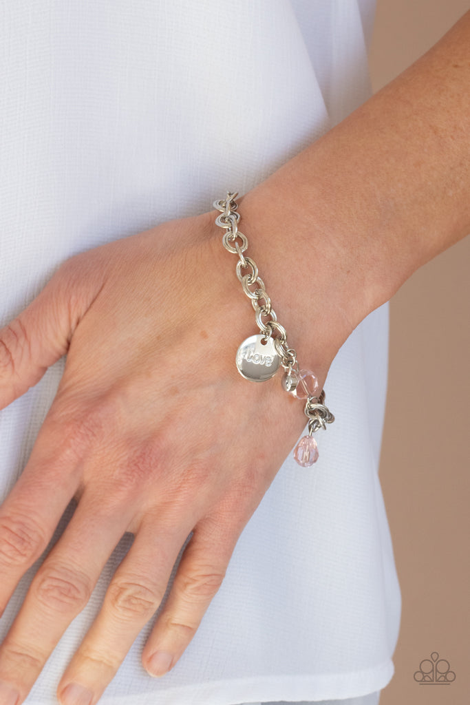 Lovable Luster - Pink Bracelet-Love Charm-Paparazzi - The Sassy Sparkle