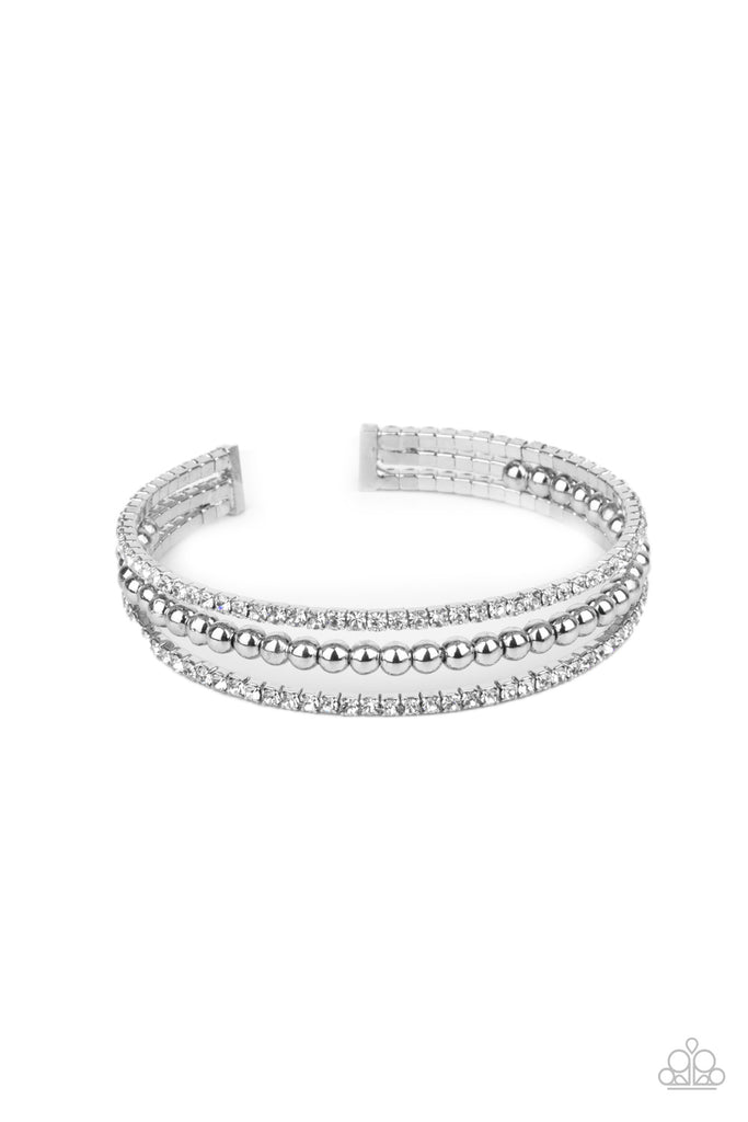 High-End Eye Candy - White Bracelet-Paprazzi - The Sassy Sparkle