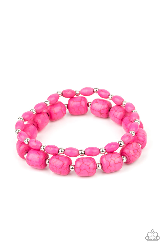 Colorfully Country - Pink Stone Bracelet-Paparazzi