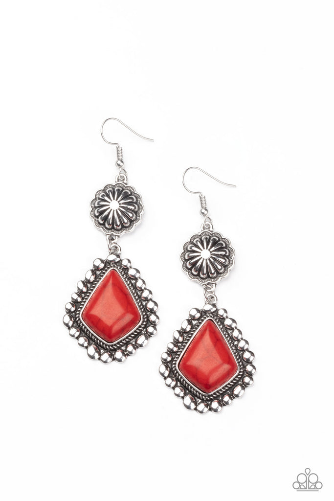 Country Cavalier - Red Stone Earring-Paparazzi