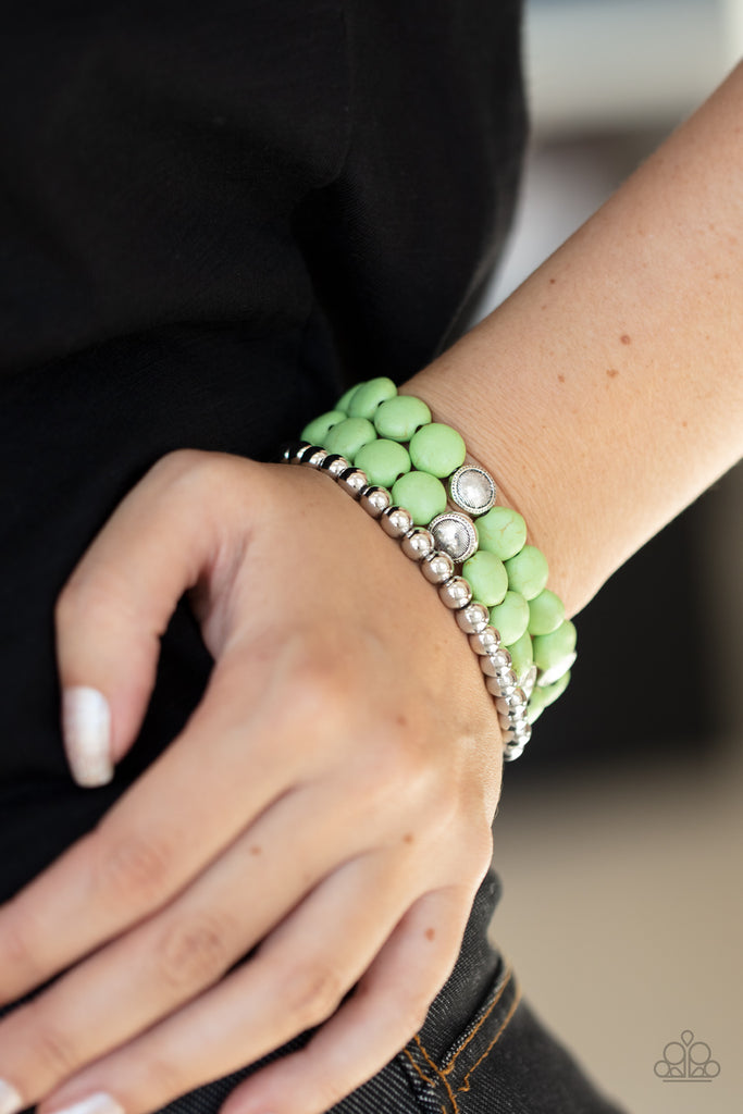 Desert Verbena - Green Stone Bracelet-Paparazzi