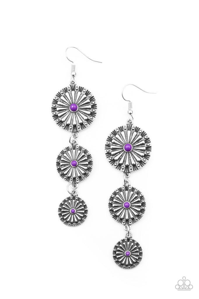 Festively Floral - Purple Earring-Paparazzi - The Sassy Sparkle