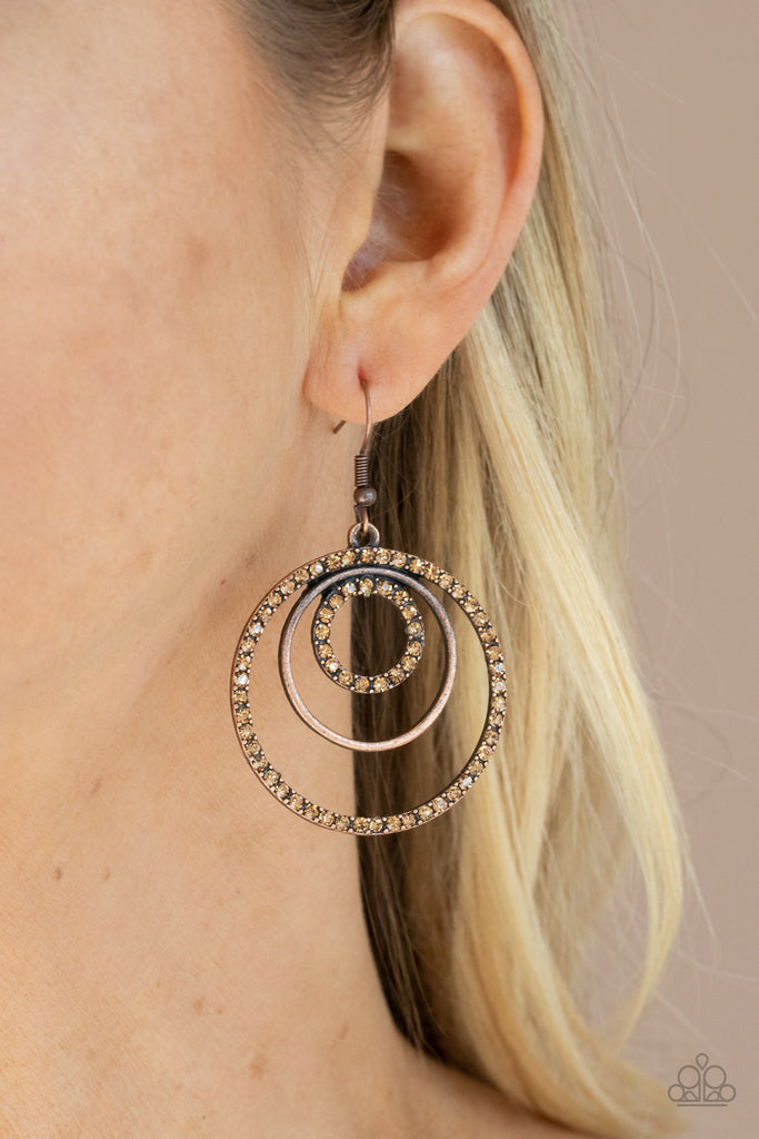 Bodaciously Bubbly - Vintage Copper Earring-Paparazzi