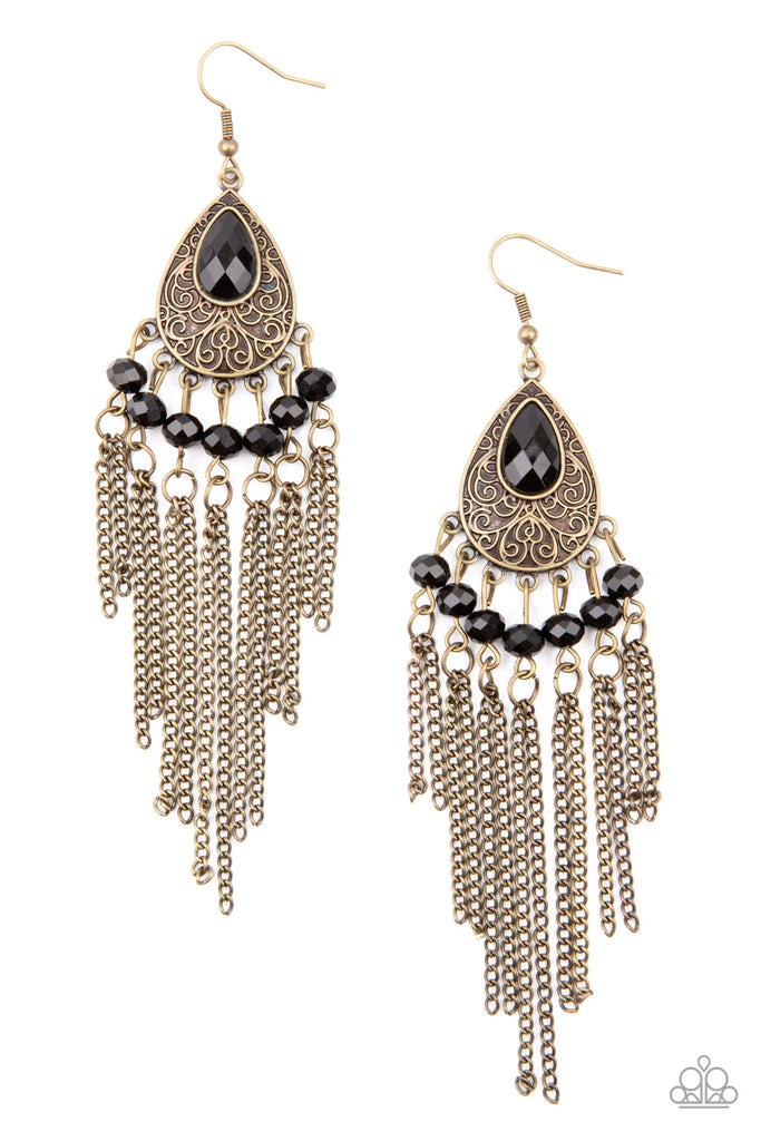 Floating on HEIR - Brass Earring-Paparazzi - The Sassy Sparkle
