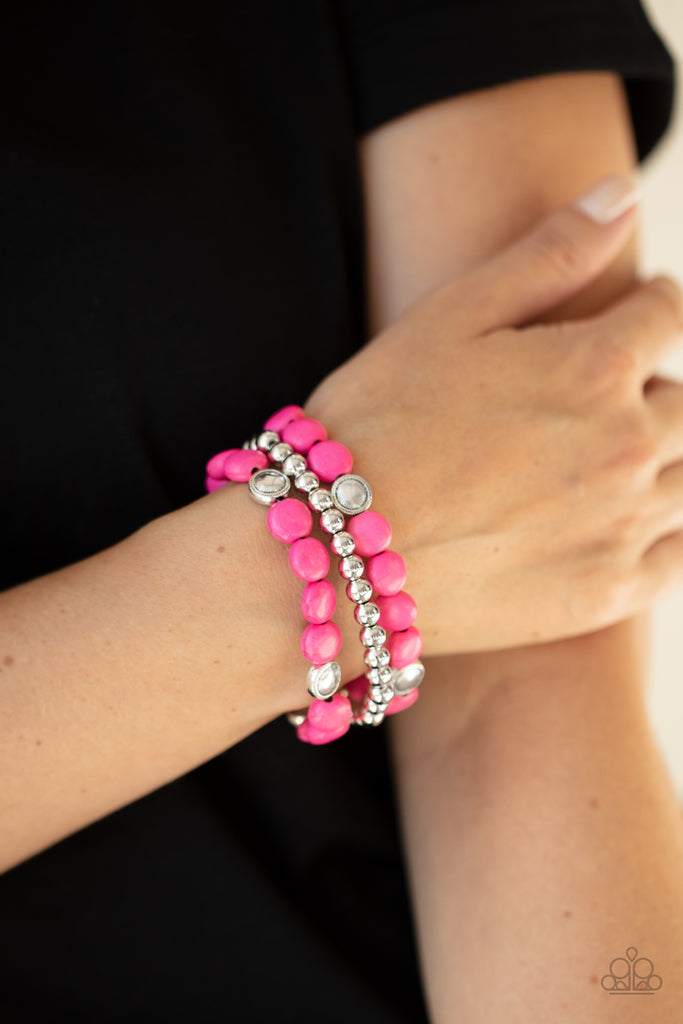 Desert Verbena - Pink Stone Bracelet-Paparazzi