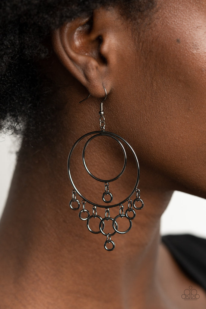 Roundabout Radiance - Black Gunmetal Earring-Paparazzi