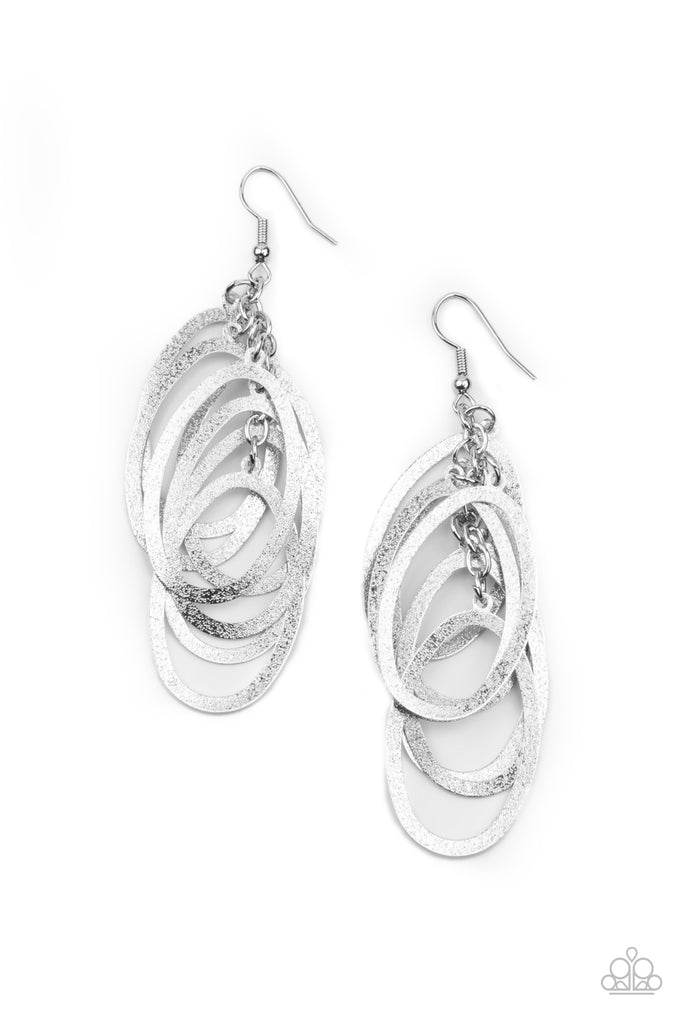 Mind OVAL Matter - Silver Earring-Paparazzi - The Sassy Sparkle