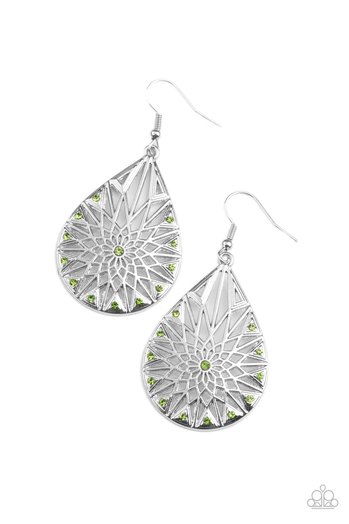 Icy Mosaic - Green Earring-Paparazzi