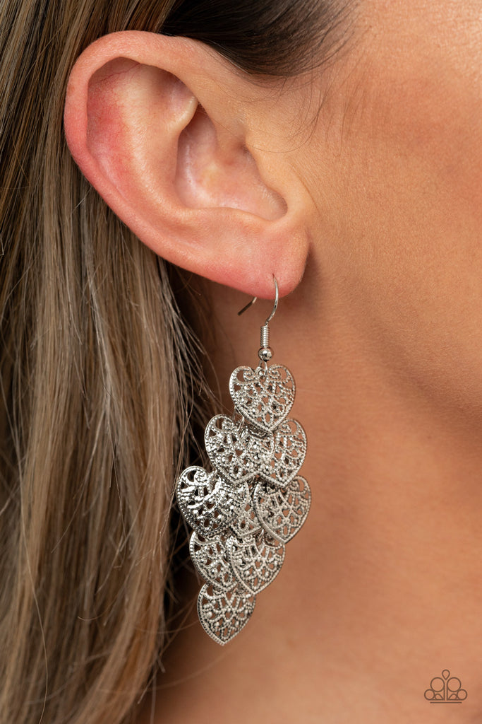 Shimmery Soulmates - Silver Earring-Paparazzi