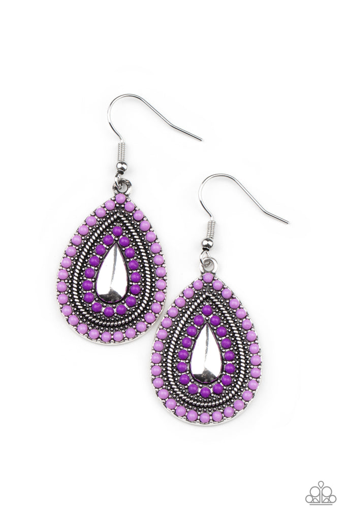 Beaded Bonanza - Purple Earring-Paparazzi - The Sassy Sparkle