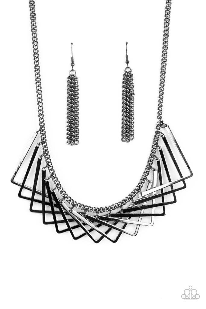 Metro Mirage - Black Gunmetal Necklace-Paparazzi