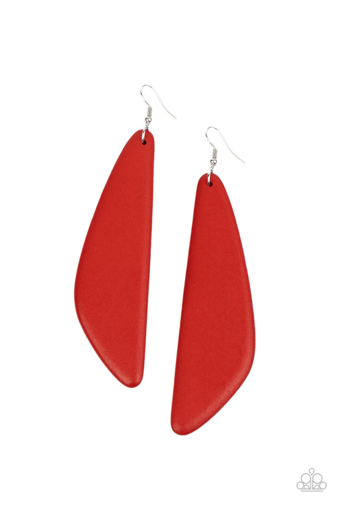 Scuba Dream - Red Wood Earring-Paparazzi - The Sassy Sparkle
