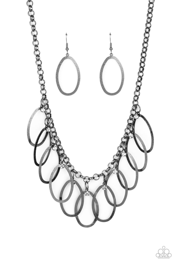 Double OVAL-time - Black Gunmetal Necklace-Paparazzi