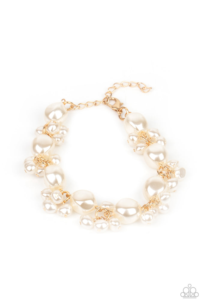Imperfectly Perfect - Gold Pearl Bracelet-Paparazzi