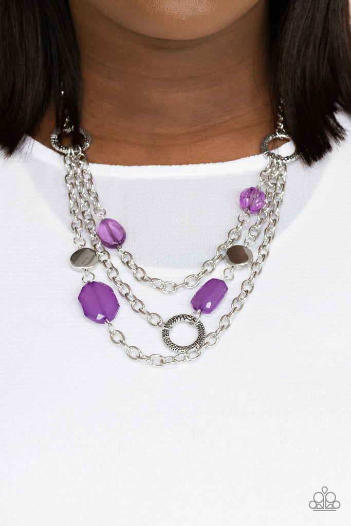 Oceanside Spa - Purple Necklace-Paparazzi