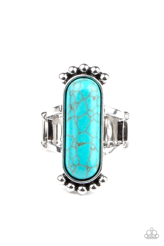 Ranch Relic - Blue Stone Ring-Paparazzi - The Sassy Sparkle