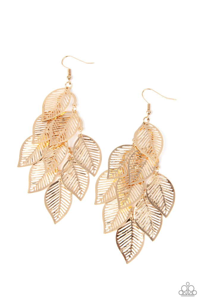 Limitlessly Leafy - Gold Earring-Lightweight-Paparazzi - The Sassy Sparkle
