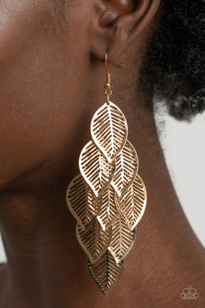 Limitlessly Leafy - Gold Earring-Paparazzi