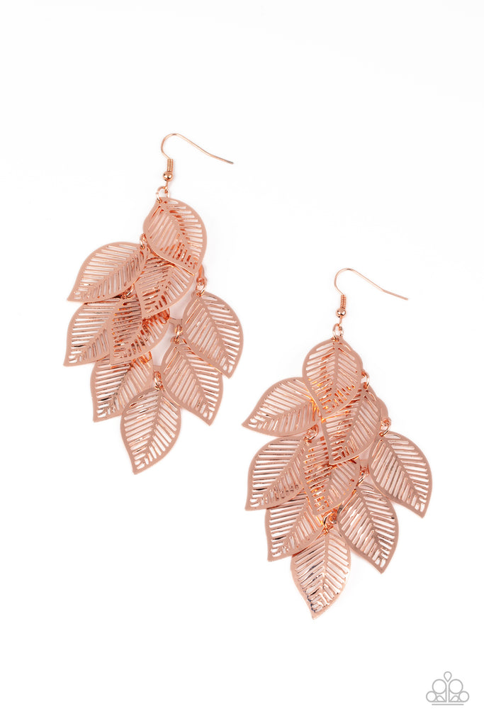 Limitlessly Leafy - Copper Earring-Paparazzi - The Sassy Sparkle