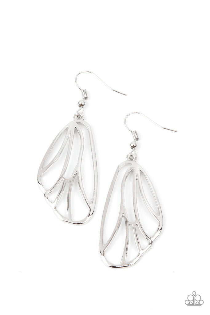 Turn Into A Butterfly - Silver Earring-Paparazzi