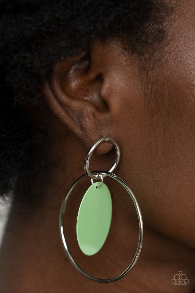 POP, Look, and Listen - Green Post Earring-Paparazzi