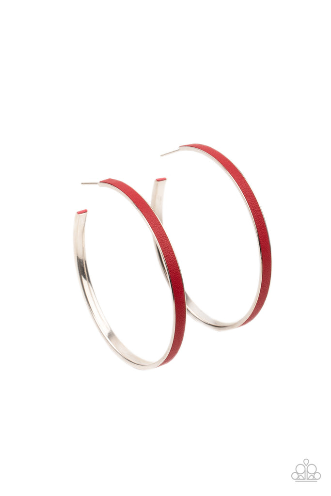 Fearless Flavor - Red Post Hoop Earring-Paparazzi