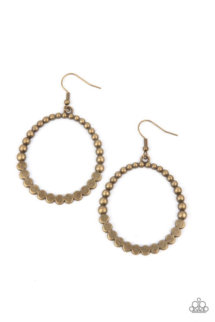 Rustic Society - Brass Earring-Paparazzi - The Sassy Sparkle