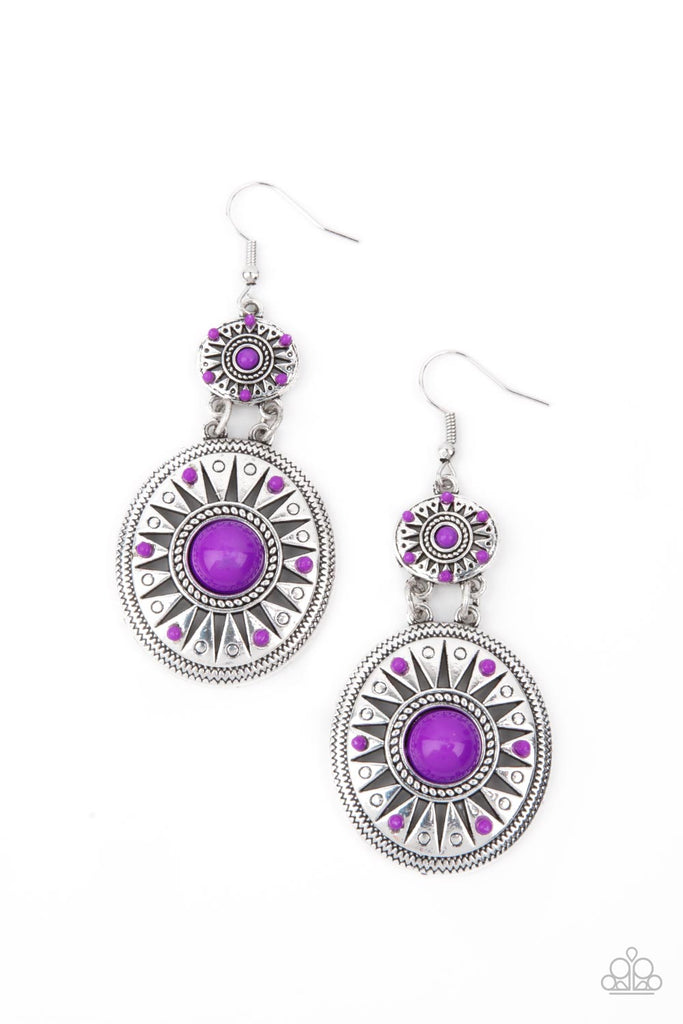 Temple of The Sun - Purple Earring-Paparazzi - The Sassy Sparkle