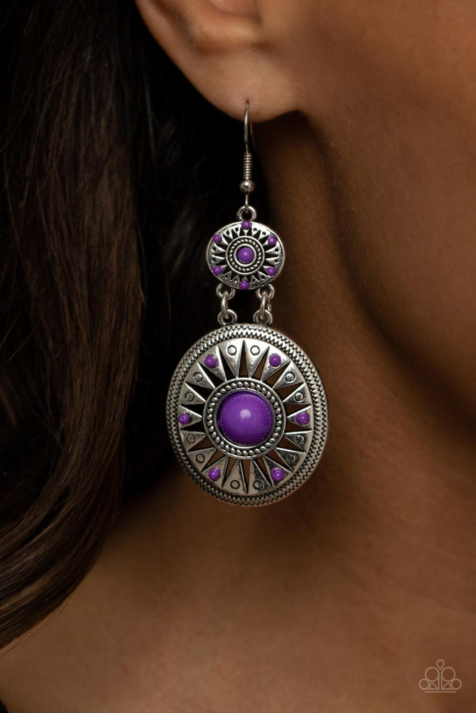 Temple of The Sun - Purple Earring-Paparazzi